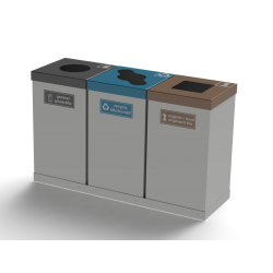 Box Bin - Triple Recycler Bin